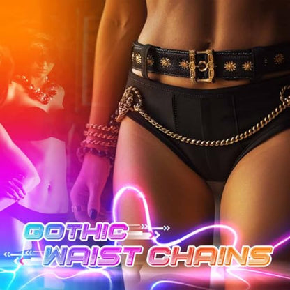 CLOACE Punk Waist Chain Belt Leather Layered Heart Body Chains Gothic Body Accessories for Women - color: C