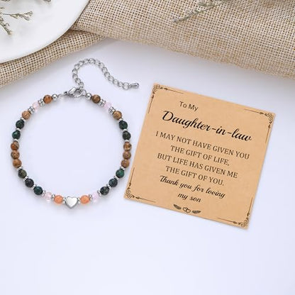 Best Friend Bracelet Gifts for Women Sister Bestie, Christmas Gift for Teens Mom Daughter Granddaughter Birthday Gift for Her Stocking Stuffers - color: African Turquoise-Daughter in law