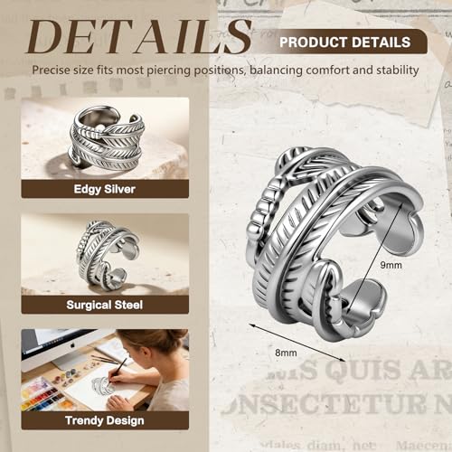 Gothic Stainless Steel Ear Cuffs Non Piercing Cartilage Clip On | Punk Emo Y2k Alt Goth Style,Men Women,Silver Fake Earring,Hypoallergenic Adjustable,Jewelry Gift,Edgy design - color: K7-Edgy Design Silver 3