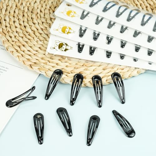40pcs Snap Hair Clips, 2'' Hair Clip, Non-slip Black Hairpin Accessories for Women Girls, Metal Barrettes for Styling, Black - color: 2'' Black