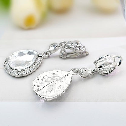 Gorgeous Austrian Crystal Rhinestone Wedding Bridal Teardrop Drop Dangle Earrings - color: White