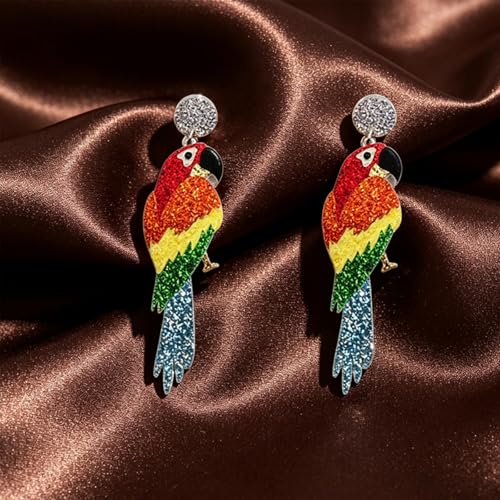 Cute Acrylic Tropical Fish Earrings Creative Parrot Hornbill Drop Dangle Earrings Stylish Animal Statement Earrings Daily Wear Jewelry for Women - color: Parrot