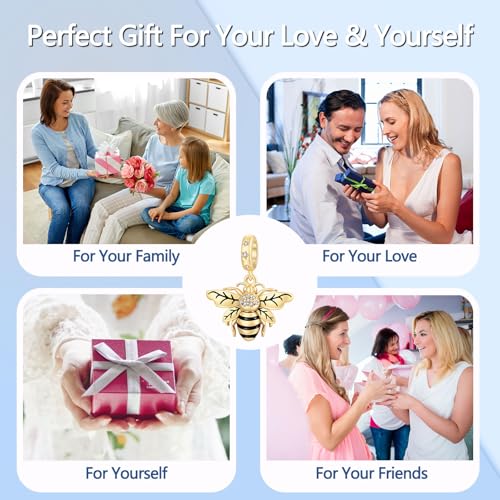 925 Sterling Silver Charms fits Bracelets and Necklace Pendant Bead Charms Jewelry Gift for Women Family Friends - style: Golden Bee Charm