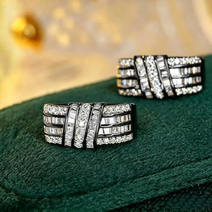 Modern Fashion Women Hoop Earrings Full Crystal CZ Wedding Trendy Jewelry - color: Black Color
