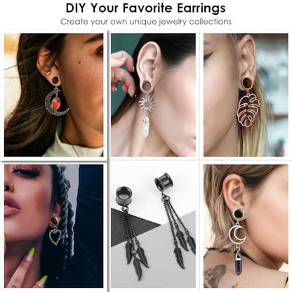 LADEMAYH 3 Pairs DIY Ear Tunnels, Surgical Steel Dangle Gauges Accessory | Free Jump Rings, Threaded Double Flared Plugs, 316L Stainless Steel, Hypoallergenic, DIY Custom Hanging Charms, 2g-1" - color: #6009 Mixed, size: 2g(6mm)