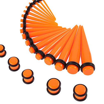 JieyueJewelry 50/54 Pcs Ear Stretching Kit 14G-00G | Acrylic Tapers & Plugs with Silicone Tunnels, Ear Gauges Expander Set Body Piercing Jewelry for Women and Men - color: Orange