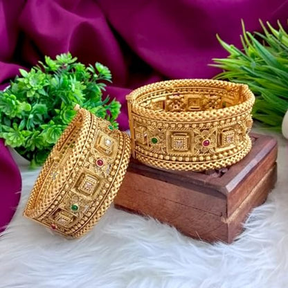 Efulgenz Indian Traditional Rhinestone Crystal Wedding Bangle Bracelet - color: Gold, size: 2-8
