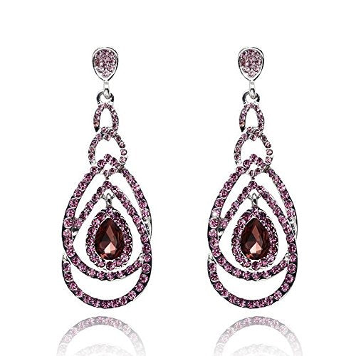 Cute Hollow Crystal Rhinestone Teardrop 8-Shaped Long Dangle Earrings for Women Fashion Strand Jewelry - style: Style03