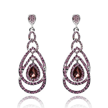 Cute Hollow Crystal Rhinestone Teardrop 8-Shaped Long Dangle Earrings for Women Fashion Strand Jewelry - style: Style03