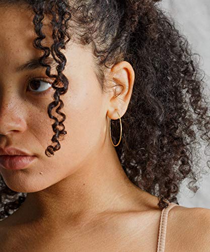 3 Pairs Thin Extra Large Hoop Earrings Set，Fashion Huge Gold Hoops 18k Gold Plated Lightweight Stainless Steel Hoops Big Geometric Round Gold Hoop Earrings Set Minimalist Jewelry for Women - size: 40MM