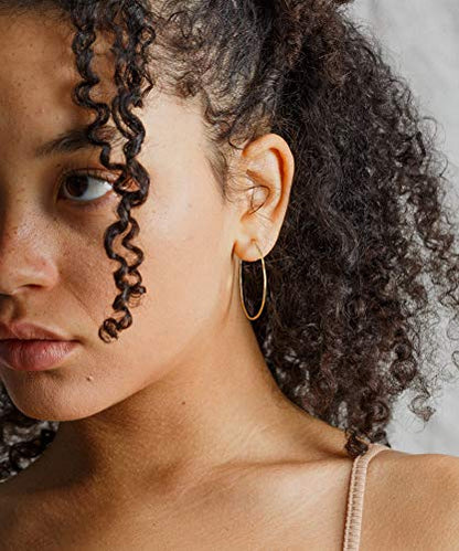 3 Pairs Thin Extra Large Hoop Earrings Set，Fashion Huge Gold Hoops 18k Gold Plated Lightweight Stainless Steel Hoops Big Geometric Round Gold Hoop Earrings Set Minimalist Jewelry for Women - size: 40MM