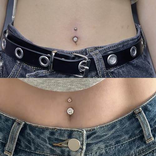 Vsnnsns 14G Belly Button Ring Piercing Jewelry 316L Stainless Surgical Steel Heart CZ Pearl Butterfly Flower Navel Rings Dangle Belly Button Ring Navel Piercing Jewelry for Women Men Hypoallergenic - color: Silver&Rose Gold B