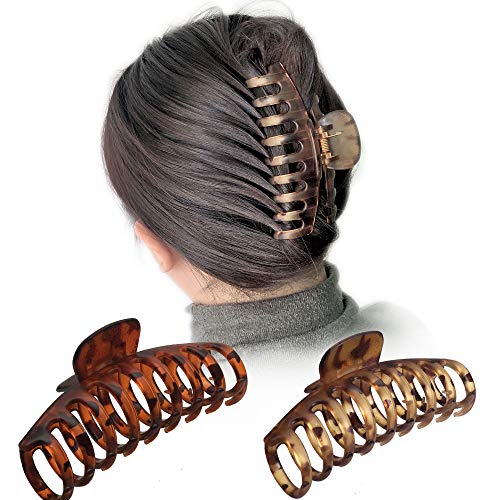 OWIIZI Hair Clip, 4.3" Matte Large French Design Handmade Non-Slip Strong Hold Banana Jumbo Claw Clip for Women Long Thick Hair, Leopard Print (Single piece) | Matte Claw Clips,Non-Slip Strong Hold Jumbo Ponytail Barrette,Jaw Clamps,Cute Hair Accessories,
