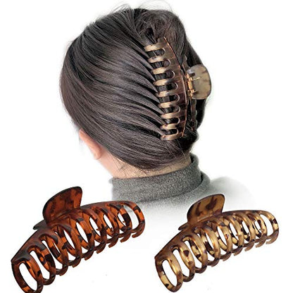 OWIIZI Hair Clip, 4.3" Matte Large French Design Handmade Non-Slip Strong Hold Banana Jumbo Claw Clip for Women Long Thick Hair, Leopard Print (Single piece) | Matte Claw Clips,Non-Slip Strong Hold Jumbo Ponytail Barrette,Jaw Clamps,Cute Hair Accessories,
