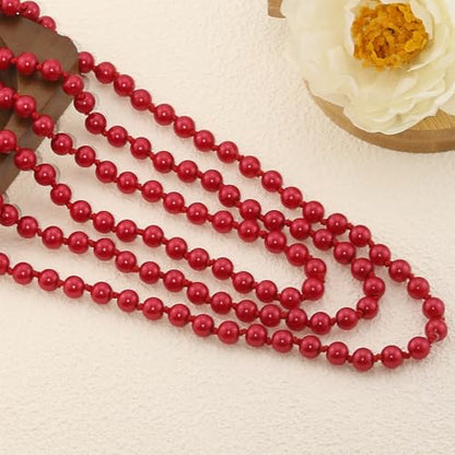 Pearl Necklaces for Women 60'' 70" Long Pearl Necklace 15.75'' Pearl Choker Necklace Chunky Bead Layered Faux Pearl Dangle Wedding Bridal 1920s Gatsby Christmas Costume Jewelry Gifts - color: Red-60''