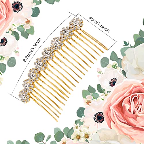 Geosar 4 Pieces Alloy Rhinestone Side Hair Combs Crystal Flower Clips Wedding Comb Bridal Jewelry Clips Combs French Hair Accessories for Women(Silver,Gold) - color: Silver,Gold