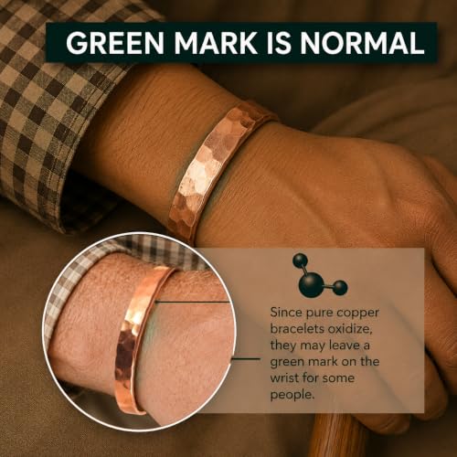 Touchstone Copper Bracelet Tibetan Style. Hand Forged with Solid and high Gauge Pure Copper. Hammered Look.KRBRA021-01-C_REM - style: 1 Hammered 1