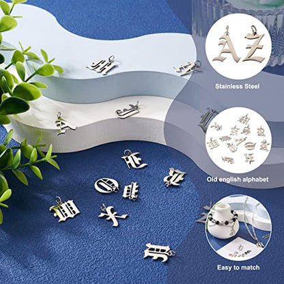 Craftdady Letter Charms Capital Pendants Mixed A-Z Initial Letter Number Charms DIY Bracelet Necklace Pendants for Jewelry Making, Gold, Antique Silver, Platinum - color: Stainless Steel Color, Gothic Style