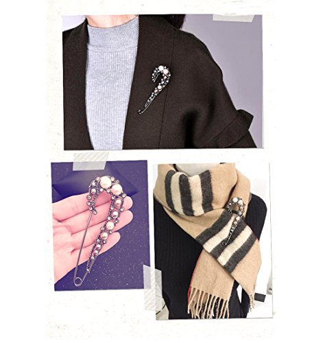 Crystal Pearl Safety Pin Brooch Cardigan Hat Scarf Vintage Pin Jewelry with Gift Box