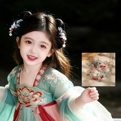 A Pair Wedding Hair Clips, Handmade Floral Design Crystal Hair Clips Pearl Barrettes, Rhinestones Flower Clips Pearl Headpieces Hair Pins Hair Accessories for Women Girls (Blue&Red) - color: Blue&Red