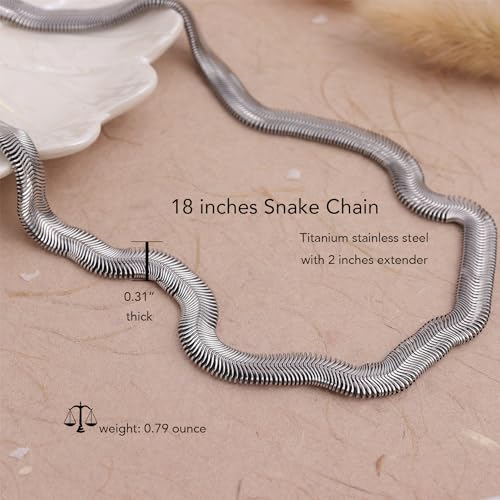 Jean Beau Gold Choker Necklace for Women, Simple 18K Gold Plated Adjustable Link Chain Prom Jewelry Gifts - color: Silver snake