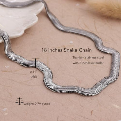 Jean Beau Gold Choker Necklace for Women, Simple 18K Gold Plated Adjustable Link Chain Prom Jewelry Gifts - color: Silver snake