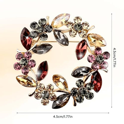 Vintage Rose Floral Crystal Pearl Flower Brooch Pins - Rhinestone Brooches for Women, Girls - Coats, Wedding, Shawls, Parties, Proms