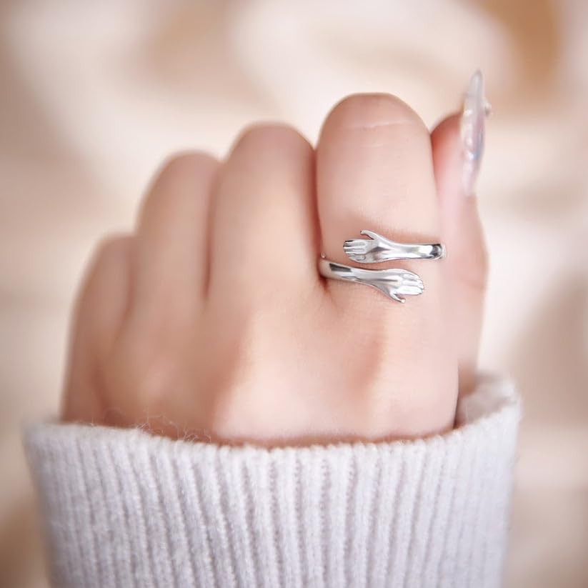 Granddaughter Daughter Hug Ring For Hope Rings, Stainless Steel Inspirational Jewelry Engraved Always With You Love You Forever Message Adjustable Non Tarnish Jewelry Birthday Gift Card - color: Always with you(Daughter)