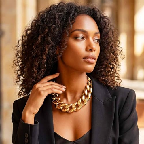 CLOACE Chunky Choker Necklace Gold Cuban Link Necklaces Chain Fashion Jewelry for Women - color: G-B