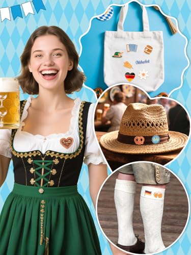 JUNEBRUSHS 28pcs Oktoberfest Buttons Pins, Bavarian Style Badges for Oktoberfest Party Adults Autism Awareness Party Gift Supplies Clothes Decor Accessories - style: Oktoberfest Style