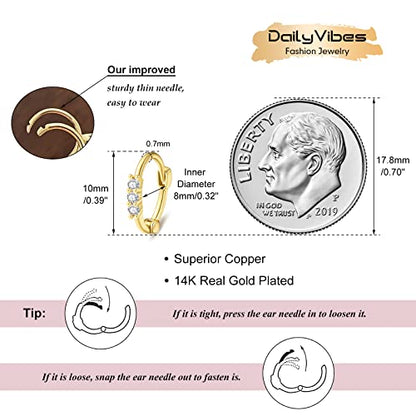 DAILY VIBES Dainty Butterfly Cross CZ Small Huggie Hoop Earrings for Women | Hypoallergenic, 14K Gold Plated Hoops, Tiny Cubic Zirconia, Cartilage Hoop Earrings for Women Trendy - color: Three Stones