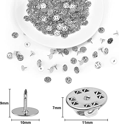 JANYUN 120 Pairs Butterfly Clutch Tie Tacks Pin Back Blank Metal Locking | Metal Holder Clasp Lock Backings,Replacement with 8mm Length 10mm Width Blank Pins for Brooch Lapel Enamel Craft Making - color: Silver Gold, size: 10mm