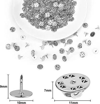 JANYUN 120 Pairs Butterfly Clutch Tie Tacks Pin Back Blank Metal Locking | Metal Holder Clasp Lock Backings,Replacement with 8mm Length 10mm Width Blank Pins for Brooch Lapel Enamel Craft Making - color: Silver Gold, size: 10mm