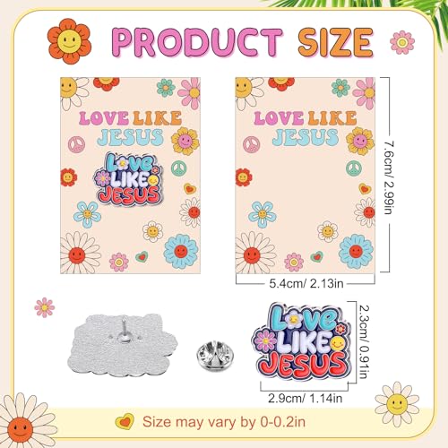 Sayglossy 30 Sets Love Like Jesus Pins on Card Bulk Religious Groovy Jesus Pins Gifts Christian Enamel Lapel Pin with Card for Man Women Church Home Classroom Sunday School Party Supplies Gift - style: Love Like Jesus