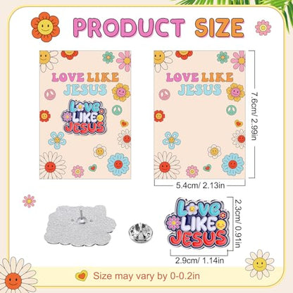 Sayglossy 30 Sets Love Like Jesus Pins on Card Bulk Religious Groovy Jesus Pins Gifts Christian Enamel Lapel Pin with Card for Man Women Church Home Classroom Sunday School Party Supplies Gift - style: Love Like Jesus