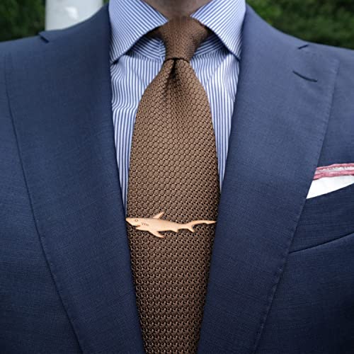 HAWSON 2 inch/ 2.2 inch Tie Clip for Men, Novelty Tie Bar Clip for Men and Boys, Interesting Tie Clip for Party - color: Brush Rose Gold Shark