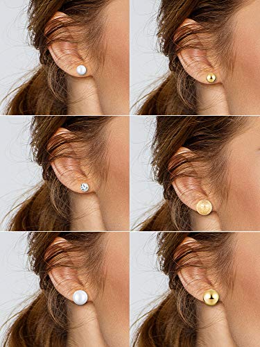 BBTO 24 Pairs Stud Earrings Crystal Pearl Earring Set Ear Stud Jewelry for Women Men - color: Gold