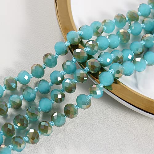 Firstmeet Fashion Beads Rope Knot Long Beaded Necklace Versatile 60" Strand Costume Jewelry for Women - color: XL-1030