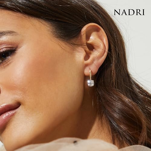 NADRI Cushion Cut CZ Leverback Earrings - color: Rhodium