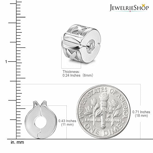 JewelrieShop Clip Spacer Charm for Bracelet Clip Lock Stopper Bead Spacer European Openable Beads 2pcs - color: #07S x 2 Pieces