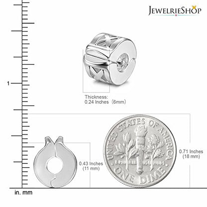 JewelrieShop Clip Spacer Charm for Bracelet Clip Lock Stopper Bead Spacer European Openable Beads 2pcs - color: #07S x 2 Pieces