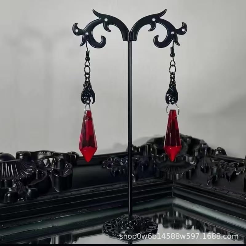 ONLYJUMP Gothic Vampire Bat Earrings Necklace Set for Women Vintage Goth Dark Bat Earrings Blood Pendant Necklaces Mystic Witch Halloween Costume Jewelry Gifts - style: Red