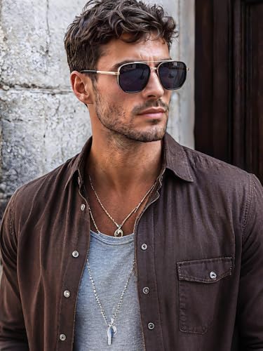 kimorn Women's Square Aviator Sunglasses, Polarized UV400 Pretecion | Retro Frame Shades, Small-Medium Fit, Driving, Beach, Daily Wear - color: Gold/Black
