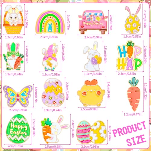 SANNIX 15Pcs Easter Pins, Easter Enamel Lapel Pins Assorted Bunny Eggs Carrot Butterfly Badge Brooches for Backpacks Bags Hats Accessories Party Favor - style: Easter Pin