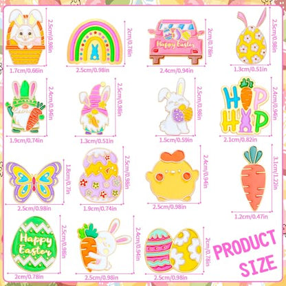 SANNIX 15Pcs Easter Pins, Easter Enamel Lapel Pins Assorted Bunny Eggs Carrot Butterfly Badge Brooches for Backpacks Bags Hats Accessories Party Favor - style: Easter Pin