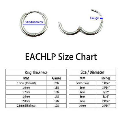 EACHLP Tiny Hoop Earrings 18K Real Gold Plating Surgical Steel Unisex - style: 8MM Hoops