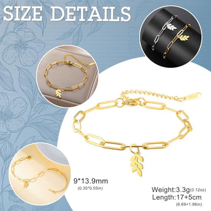 Dreamtimes Daisy Flower Anklets for Women Leaf Anklet Dainty Beach Anklet Jewelry Stainless Steel Adjustable Foot Chain Summer Boho Charm Foot Ankle Bracelet Jewelry - color: Leaf-Gold