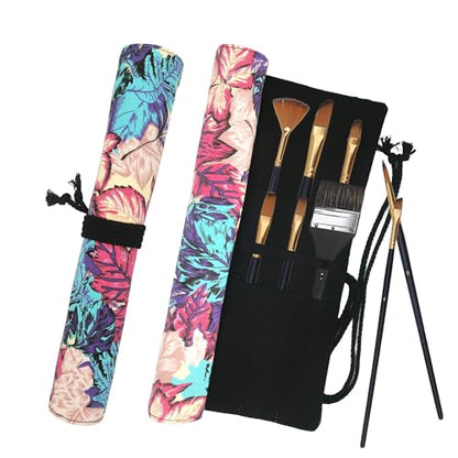 Funny live Paint Brush Holder Art Supplies, Artist Brush Holder & Art Supply Storage Organizer Roll-Up Case Bag, Protect Acrylic Oil Watercolor Paintbrushes (Maple Leaf-20 Slot Pockets) - style: Maple Leaf-20 Slot Pockets