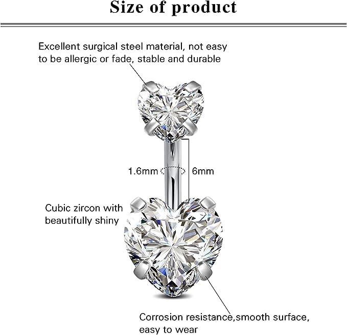 VCMART Belly Button Ring Short Bar Belly Ring Short Belly Button Rings Surgical Steel 6mm Belly Rings for Women Small Belly Button Piercing Navel Rings Piercing Jewelry - color: A4 -silver