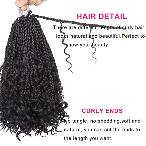 Unionbeauty 8 Packs 10 Inch Boho Box Braids Crochet Hair Goddess Box Braids Crochet Hair for Black Woman with Curly Ends Bohemian Hippie Crochet Braids Hair Synthetic Braiding Hair Extension 1B# - color: 1B#, size: 10 Inch (Pack of 8)